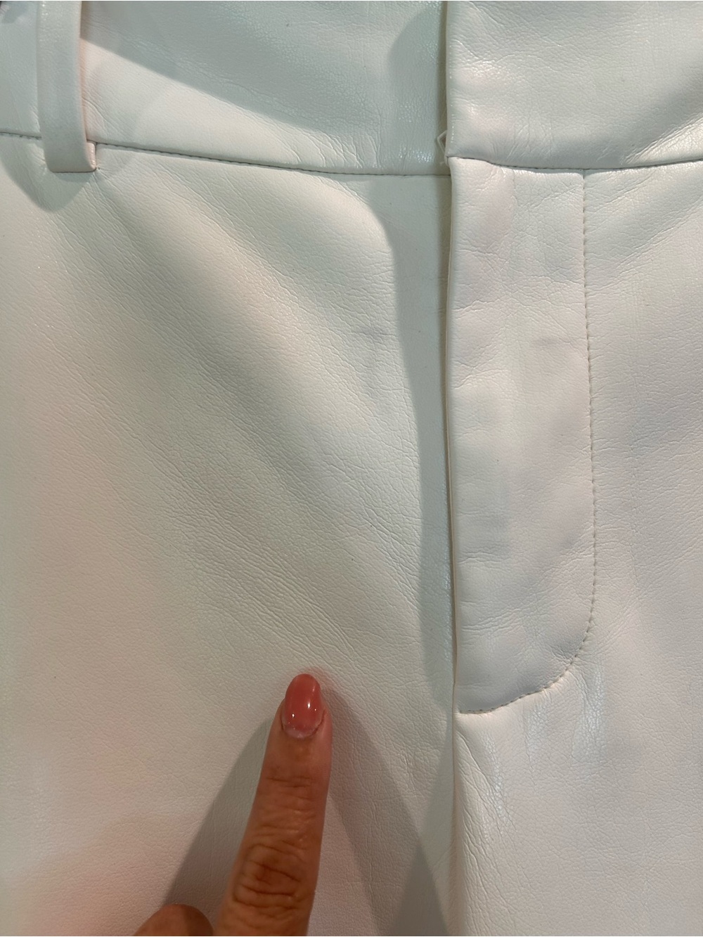 New Alice + Olivia Faux Leather Wide Leg Pants High Rise Ivory Cream Trousers 8 - Picture 10 of 12